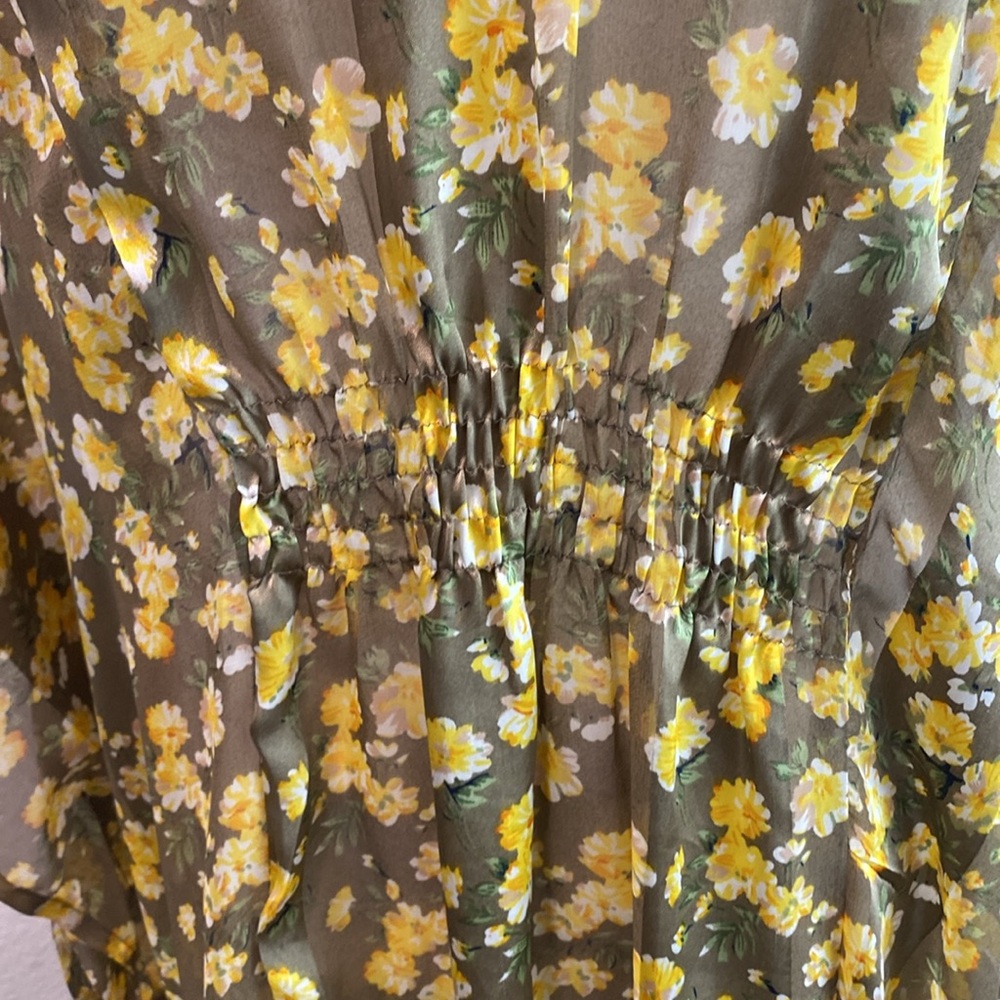 Anthropologie Isolde Floral Kimono with Yellow and Brown Pattern, One size - Picture 8 of 14